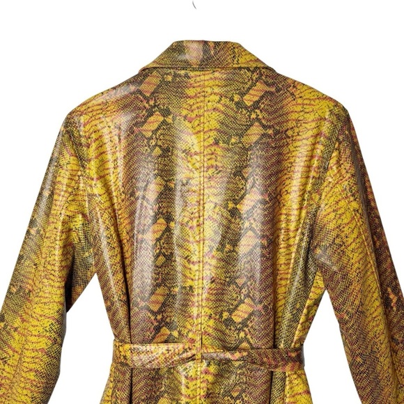 Vintage Buttons Snake Print Vegan Leather Retro Belted Women’s Blaxer Sz L - Picture 11 of 12